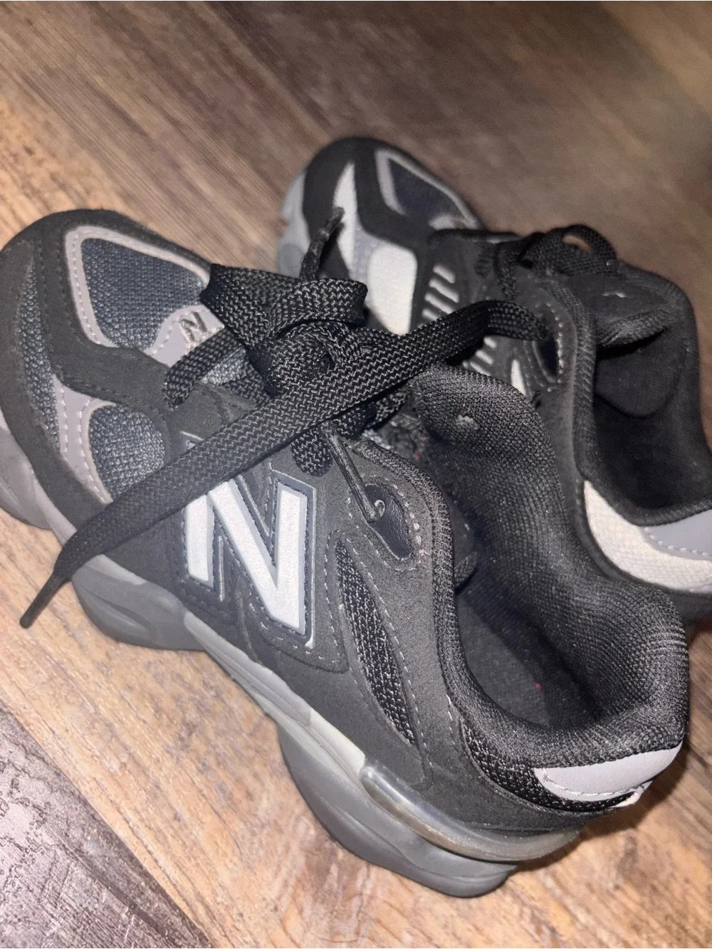 New Balance Kids Black and Gray Sneakers 13C